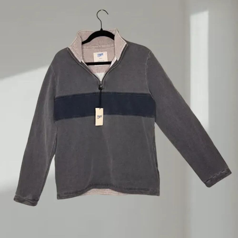 NWT Mugsy Quarter-Zip Pullover Sweatshirt – Charcoal Gray (Men’s Small)
